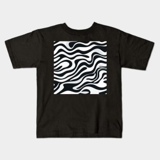 Monochrome Waves: Modern Abstract Ebb and Flow Kids T-Shirt